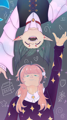 Anzai Eri and Underwater Sekai Miku - Aaasshes and Alxn's Project Sekai OCs (Art Fight)